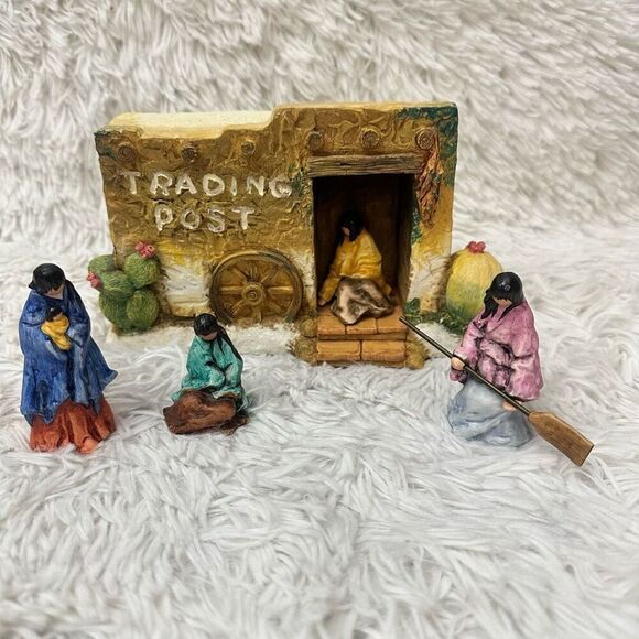 De Grazia x  Goebel Trading Post With 4 Piece‎ Village Figurines Vintage RARE - Picture 2 of 13